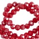 Faceted glass beads 3x2mm disc Crimson red-pearl shine coating